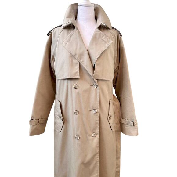 Vintage Oleg Cassini Heritage Size 12 Quilted Long Trench Coat Quiet Luxury - Picture 2 of 16